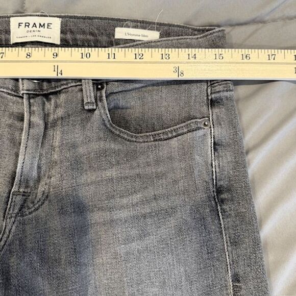 FRAME Le Homme Slim Jeans Rushmore Wash Men's Gray Black stonewashed Size 29 x32 - Picture 11 of 14